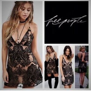 Free People Night Shimmers Mini Dress Black 10